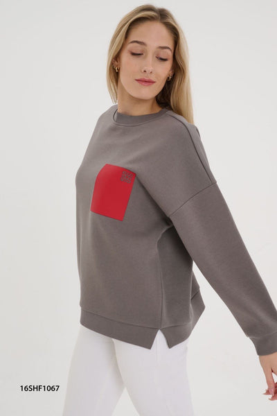 Tasarım Oversize Cep Baskılı Sweat