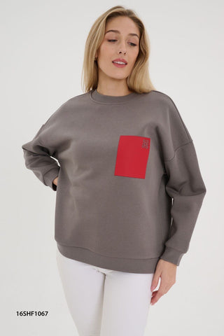 Tasarım Oversize Cep Baskılı Sweat