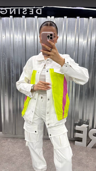 Tasarım Neon Detaylı Denim Ceket