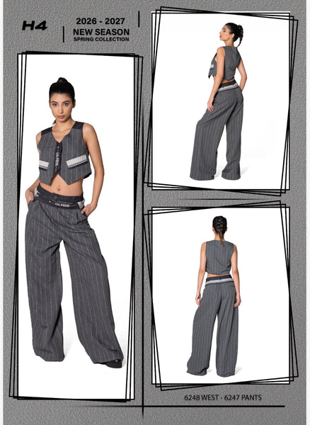 Tasarım Geniş Paça Pantolon -6247-