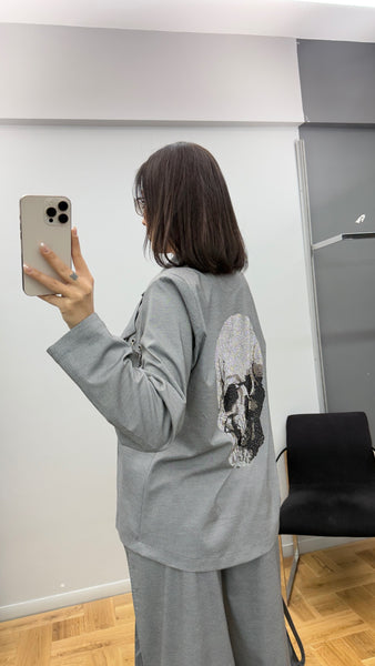 Tasarım Kurukafa Detaylı Ceket