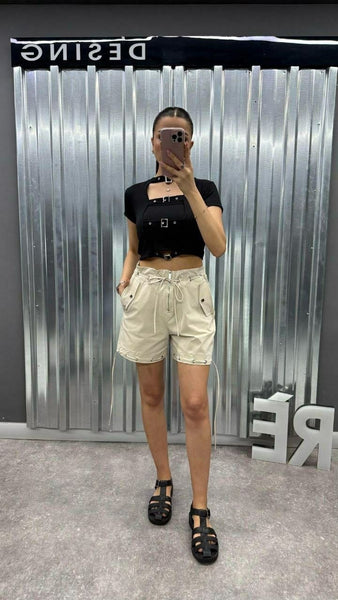 Tasarım Tokalı Crop