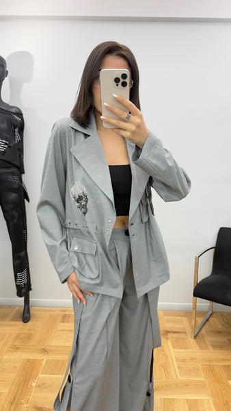 Tasarım Kurukafa Detaylı Ceket