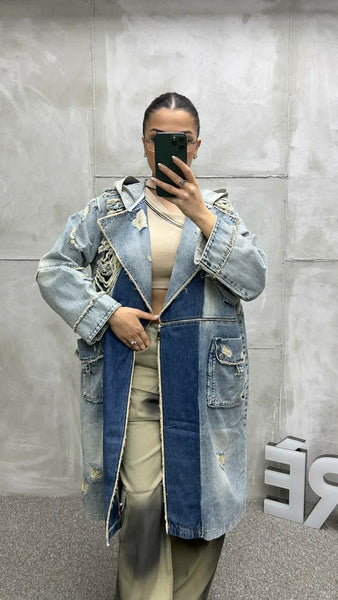 Tasarım Denim Trençkot