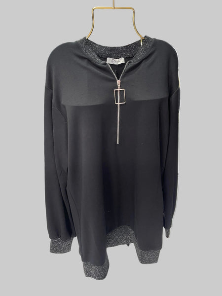 Tasarım Harf Fermuarlı Ribanalı Sweat