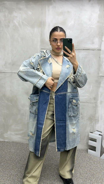 Tasarım Denim Trençkot