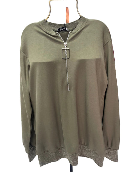 Tasarım Harf Fermuarlı Ribanalı Sweat