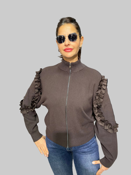 İthal Tasarım Fırfırlı Hırka