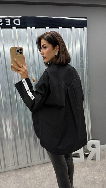 Tasarım Oversize Kayış Detaylı Gömlek