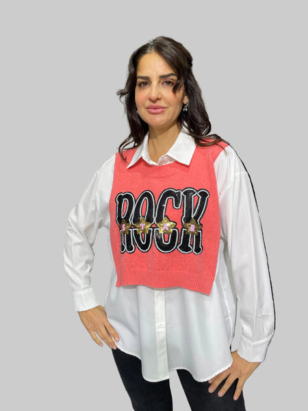 İthal Tasarım Triko Detaylı Gömlek