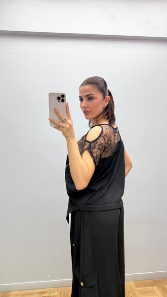 Tasarım Dantelli Droplu Bluz