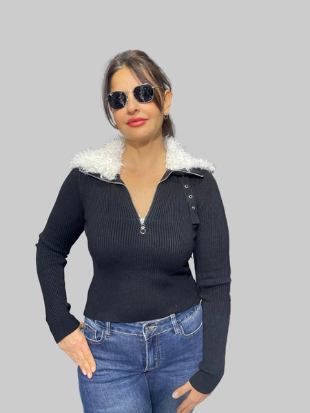 İthal Tasarım Kürk Yakalı Body