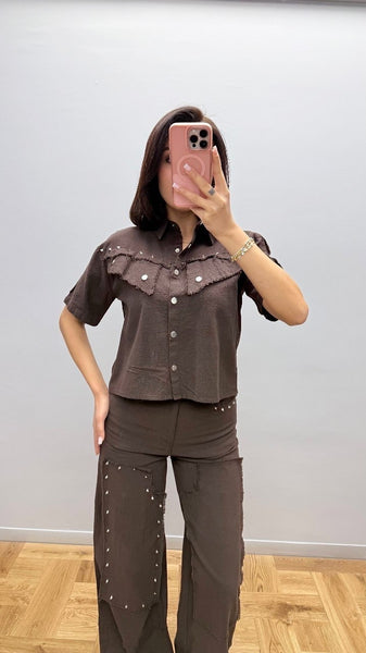 Tasarım Zımbalı Keten Takım