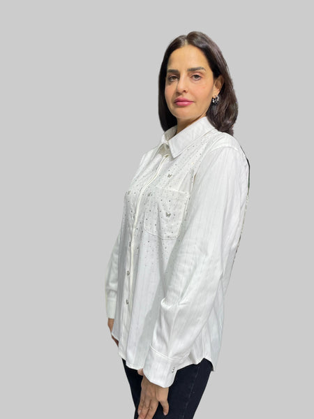 İthal Tasarım Taşlı Gömlek