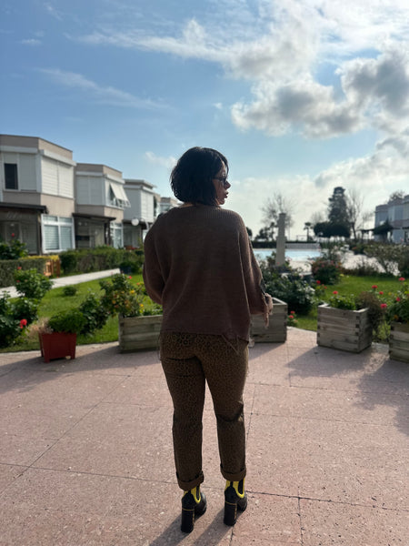 H4 Tasarım Kahve Kazak -4705-