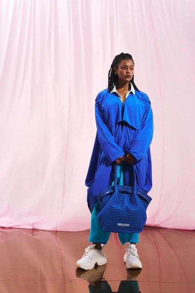 Vdr Saks Mavisi Kapüşonlu Oversize Trençkot