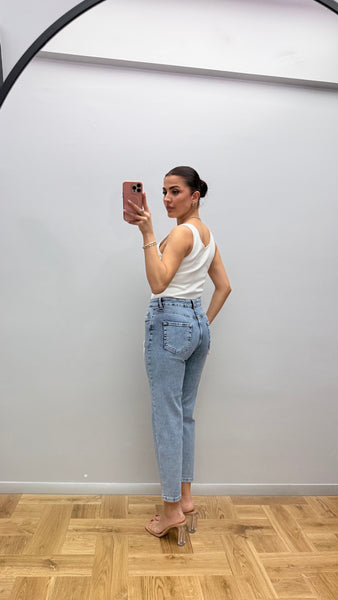 İthal Tasarım Dantel Detaylı Jean